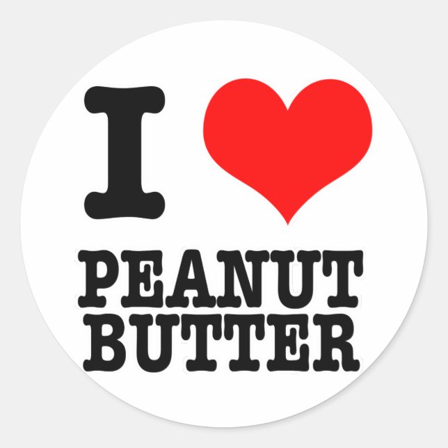 I HEART (LOVE) PEANUT BUTTER CLASSIC ROUND STICKER (Front)