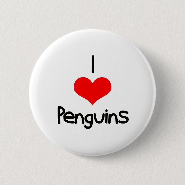 I Heart (Love) Penguins 2 Inch Round Button (Front)