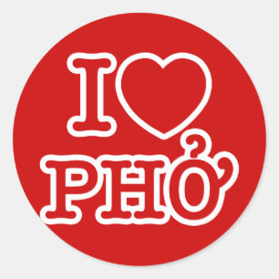 I Heart (Love) Pho Classic Round Sticker