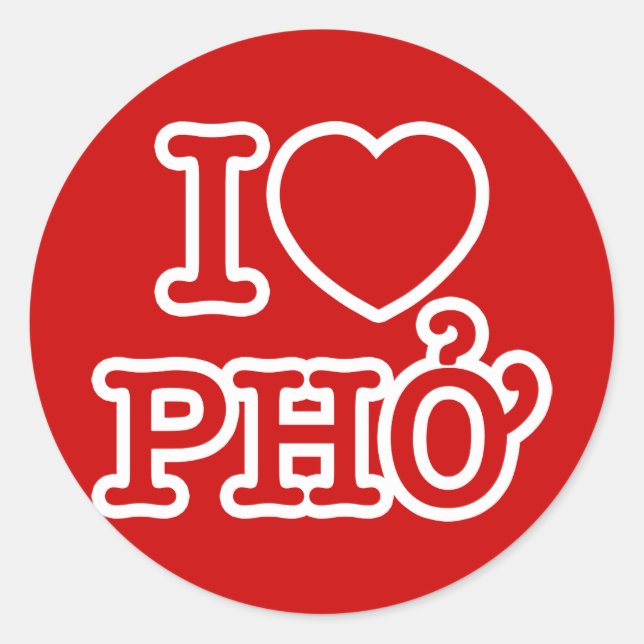 I Heart (Love) Pho Classic Round Sticker (Front)