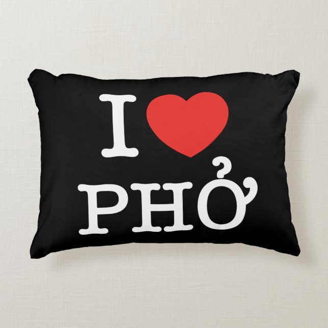 I Heart (Love) Pho Decorative Pillow (Front)