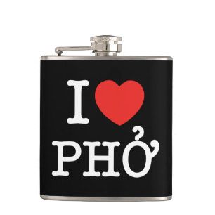 I Heart (Love) Pho Hip Flask