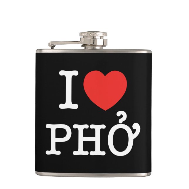 I Heart (Love) Pho Hip Flask (Front)