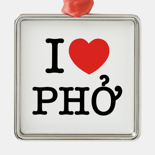 I Heart (Love) Pho Metal Ornament (Front)
