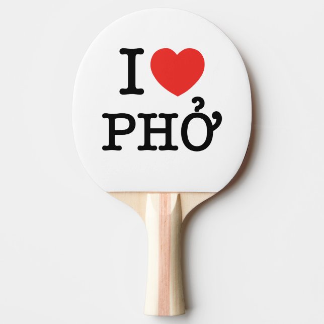 I Heart (Love) Pho Ping Pong Paddle (Front)