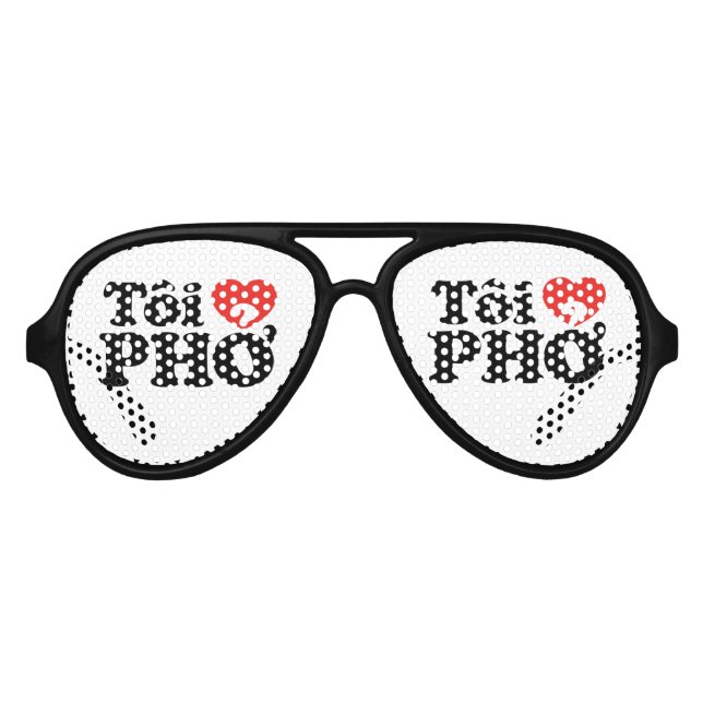 I Heart (Love) Pho (Tôi ❤ PHỞ) Vietnamese Language Aviator Sunglasses (Front)