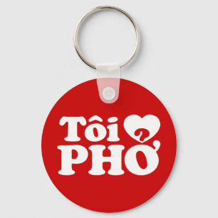 I Heart (Love) Pho (Tôi ❤ PHỞ) Vietnamese Language Keychain