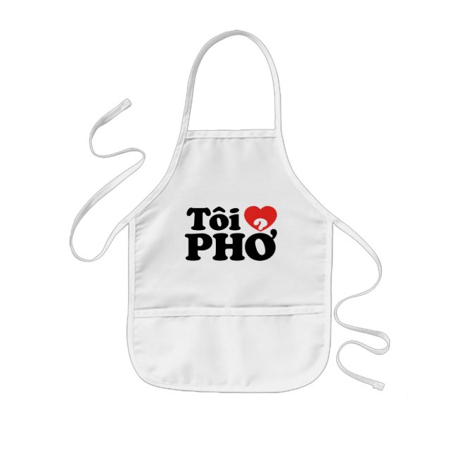 I Heart (Love) Pho (Tôi ❤ PHỞ) Vietnamese Language Kids Apron (Front)