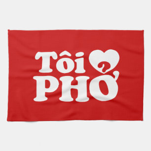 I Heart (Love) Pho (Tôi ❤ PHỞ) Vietnamese Language Kitchen Towel
