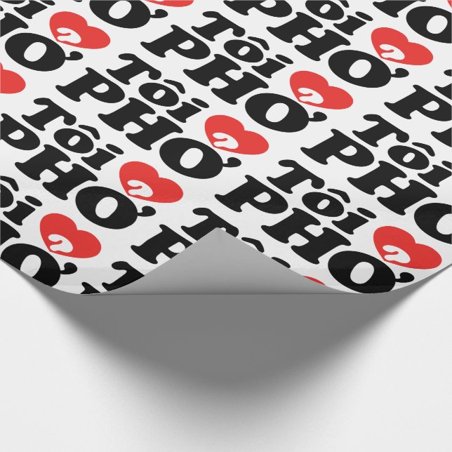 I Heart (Love) Pho (Tôi ❤ PHỞ) Vietnamese Language Wrapping Paper (Corner)