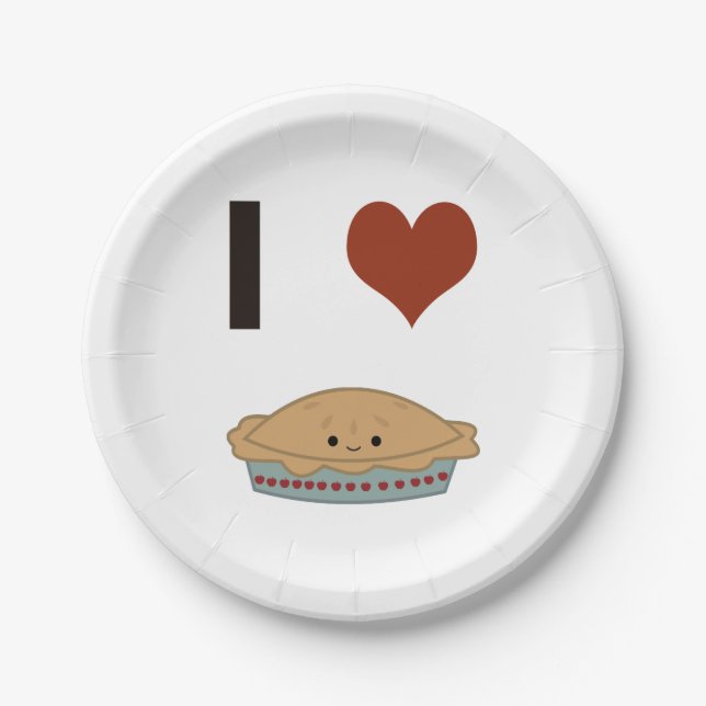 I heart (love) Pie Paper Plate (Front)
