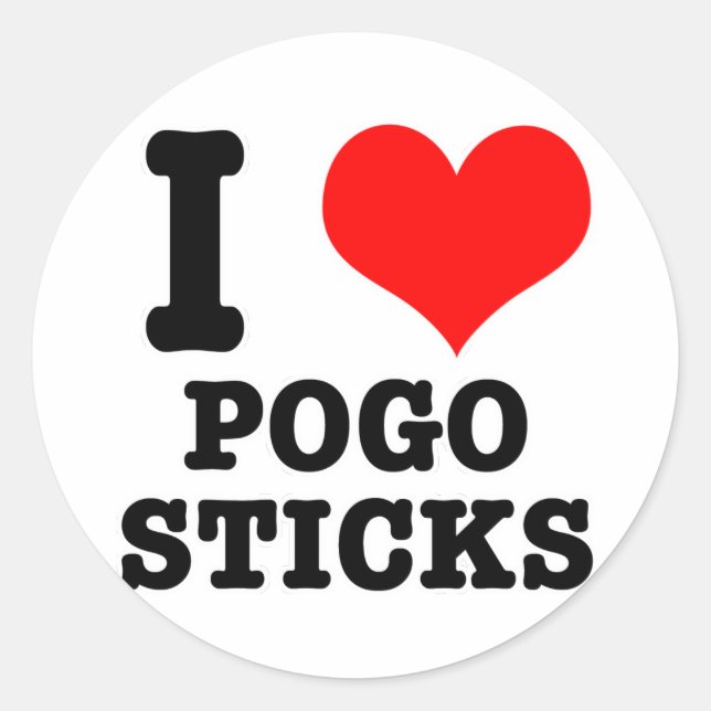I HEART (LOVE) POGO STICKS CLASSIC ROUND STICKER (Front)