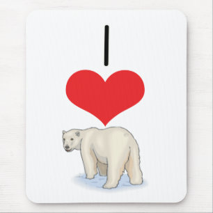 I Heart (Love) Polar Bears Mouse Pad