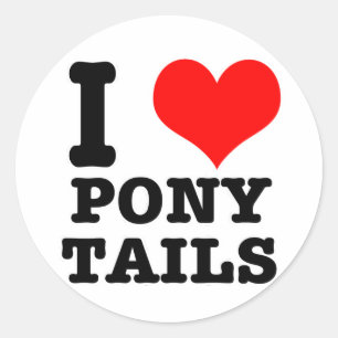 I HEART (LOVE) PONY TAILS CLASSIC ROUND STICKER