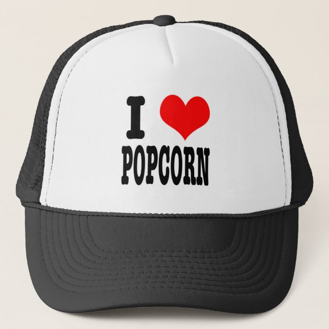 I HEART (LOVE) POPCORN TRUCKER HAT (Front)