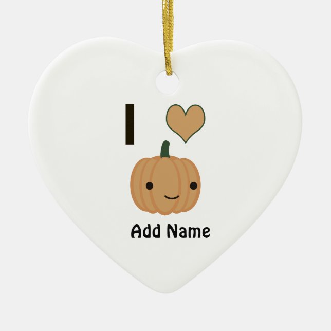 I heart (love) pumpkin ceramic ornament (Front)