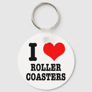 I HEART (LOVE) roller coasters Keychain