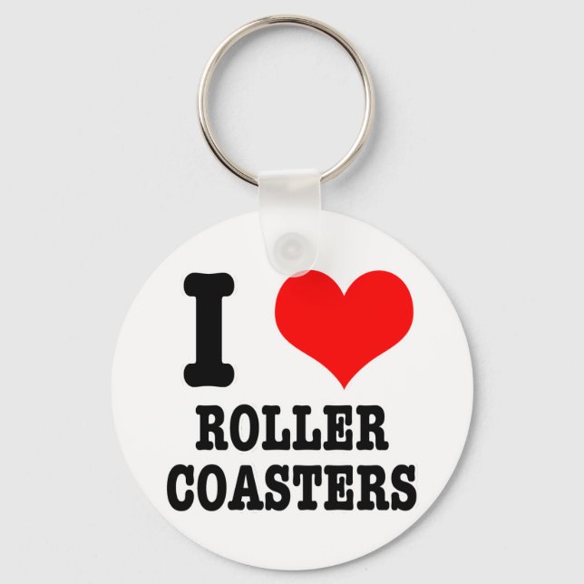 I HEART (LOVE) roller coasters Keychain (Front)