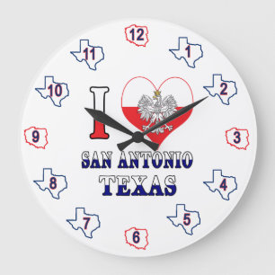 I Heart Love San Antonio Texas Large Clock