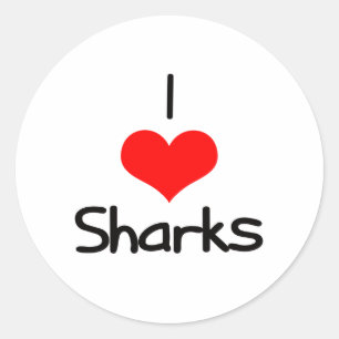 I Heart (Love) Sharks Classic Round Sticker
