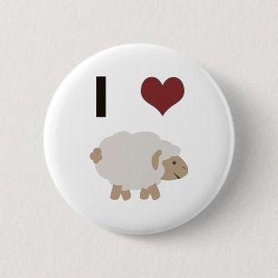 I heart (love) sheep 2 inch round button