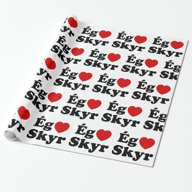 I Heart (Love) Skyr [Ég Elska Skyr] Icelandic Wrapping Paper (Unrolled)