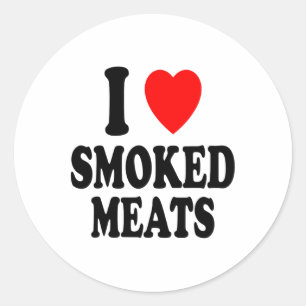 I Heart (love) Smoked Meats Bbq Outdoors Summer Sm Classic Round Sticker