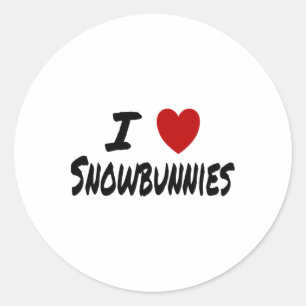 I Heart (love) Snowbunnies Skiing Snowboarding Att Classic Round Sticker
