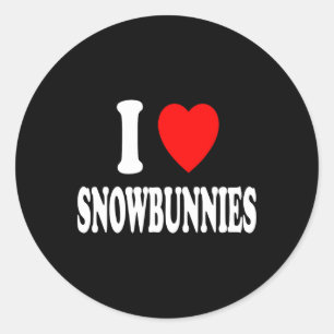 I Heart (love) Snowbunnies Skiing Snowboarding Att Classic Round Sticker