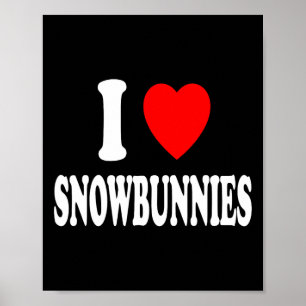 I Heart (love) Snowbunnies Skiing Snowboarding Att Poster