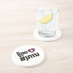 I Heart (Love) Songkan Laotian Language Coaster