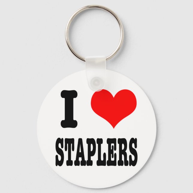 I HEART (LOVE) staplers Keychain (Front)