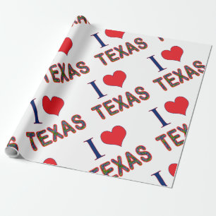 I (Heart) Love Texas Bluebonnet Wrapping Paper