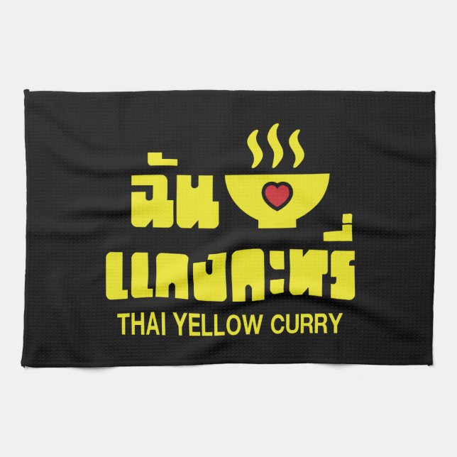 I Heart (Love) Thai Yellow Curry Kitchen Towel (Horizontal)