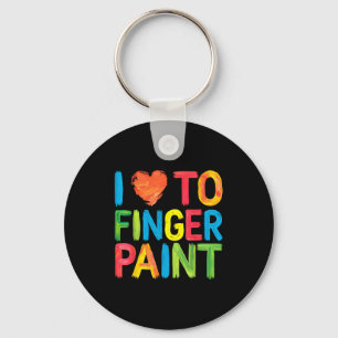 I Heart Love To Finger Paint Cute Couple Valentine Keychain