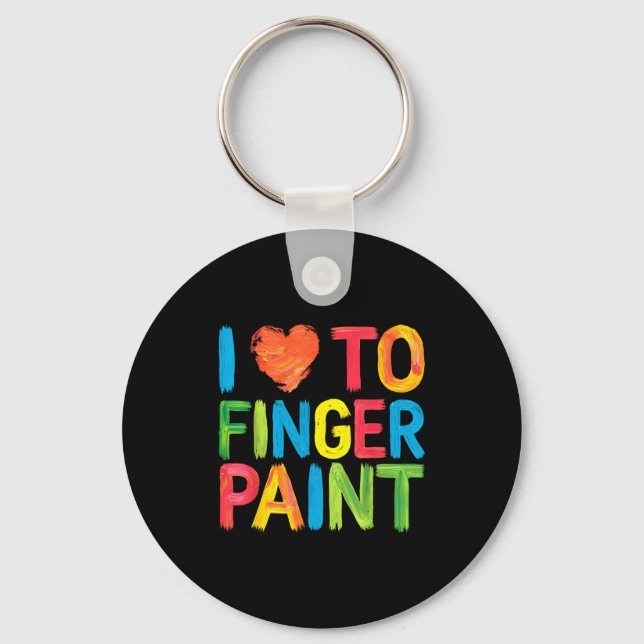 I Heart Love To Finger Paint Cute Couple Valentine Keychain (Front)