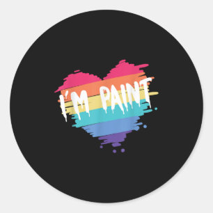I Heart Love To Finger Paint I'm Paint Cute Couple Classic Round Sticker