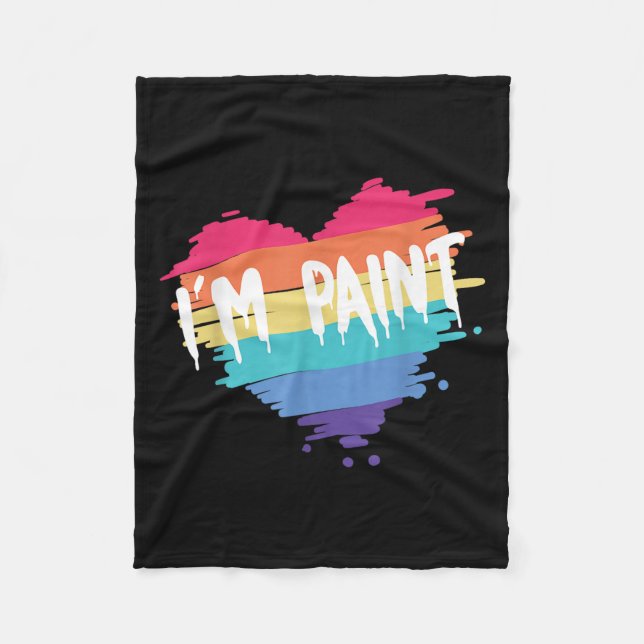I Heart Love To Finger Paint I'm Paint Cute Couple Fleece Blanket (Front)