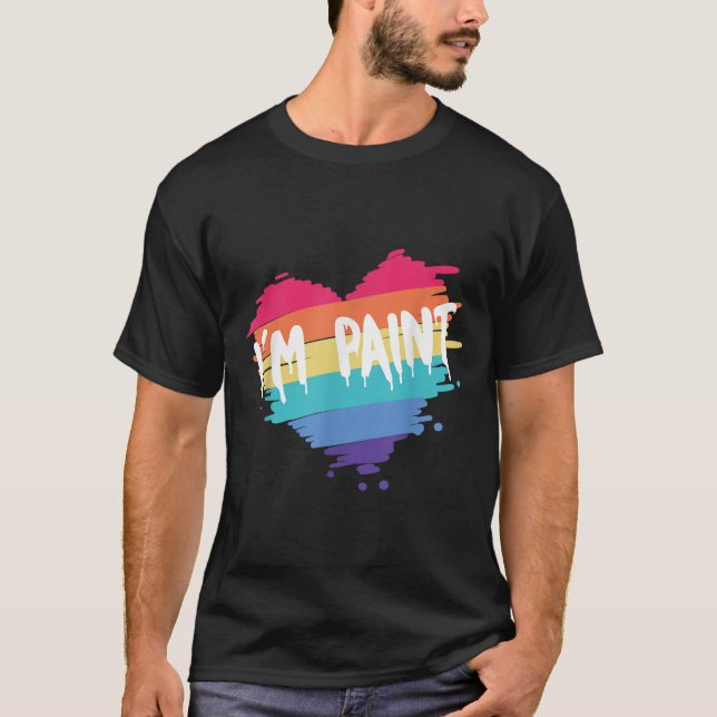 I Heart Love To Finger Paint I'm Paint Cute Couple T-Shirt (Front)