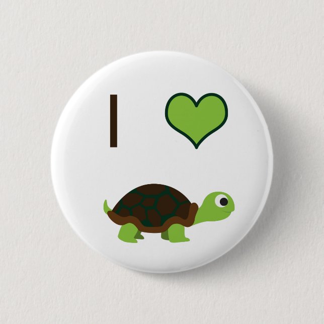 I heart (love) Turtles 2 Inch Round Button (Front)