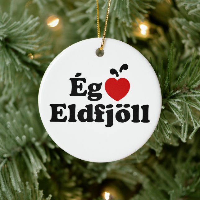 I Heart (Love) Volcanoes [Ég Elska Eldfjöll] Ceramic Ornament (Tree)