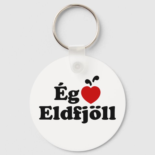 I Heart (Love) Volcanoes [Ég Elska Eldfjöll] Keychain (Front)