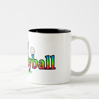I Heart Love Volleyball Two-Tone Coffee Mug
