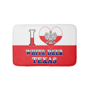 I Heart Love White Deer Texas Bath Mat