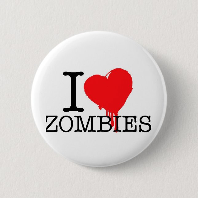 I HEART LOVE ZOMBIES 2 INCH ROUND BUTTON (Front)