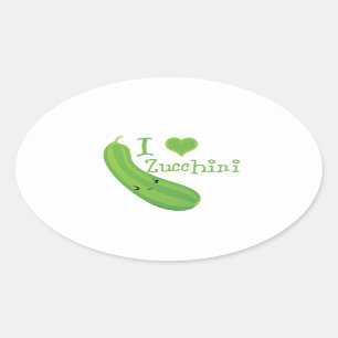 I Heart (love) Zucchini Oval Sticker