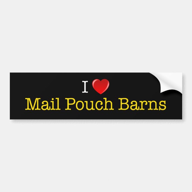 "I Heart Mail Pouch Barns" bumper sticker (Front)