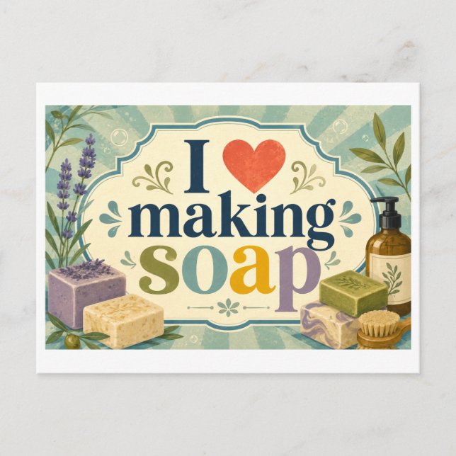 "I [Heart] Making Soap" Postcard (Front)