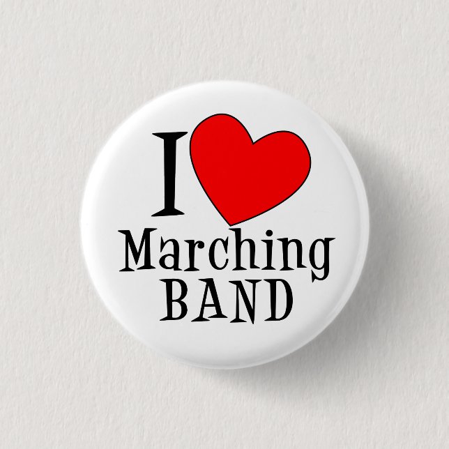 I heart Marching BAND 1 Inch Round Button (Front)