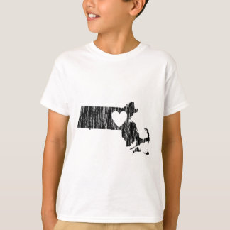 I Heart Massachusetts Grunge Outline State Love T-Shirt